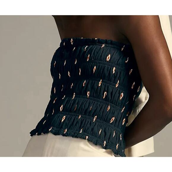 Anthropologie Tops - NWT Anthropologie Smocked Tube Top Navy Size M Women's Stretch